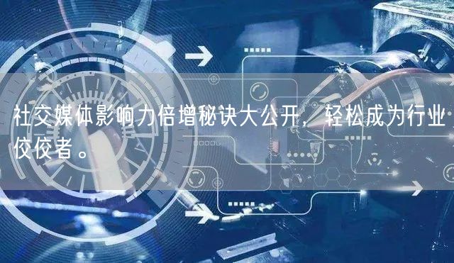 社交媒体影响力倍增秘诀大公开，轻松成为行业佼佼者。