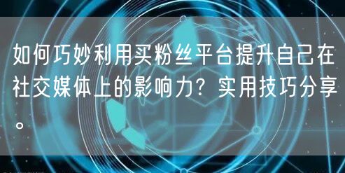 如何巧妙利用买粉丝平台提升自己在社交媒体上的影响力？实用技巧分享。