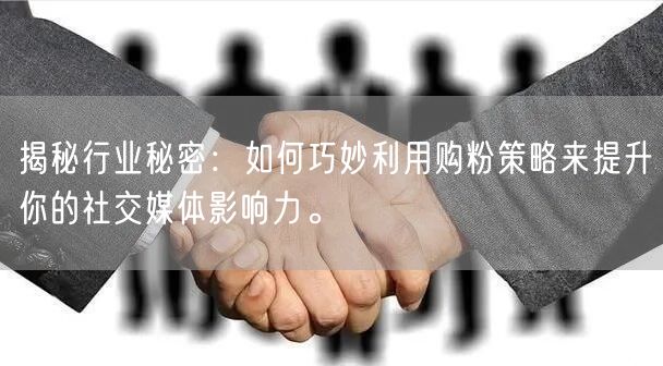 揭秘行业秘密：如何巧妙利用购粉策略来提升你的社交媒体影响力。