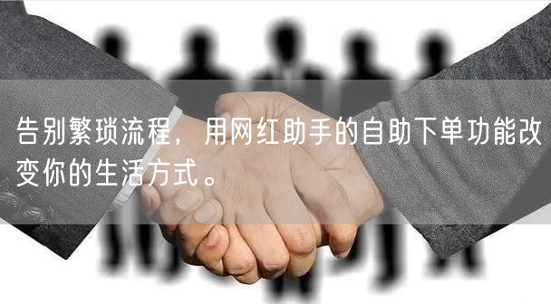 告别繁琐流程，用网红助手的自助下单功能改变你的生活方式。