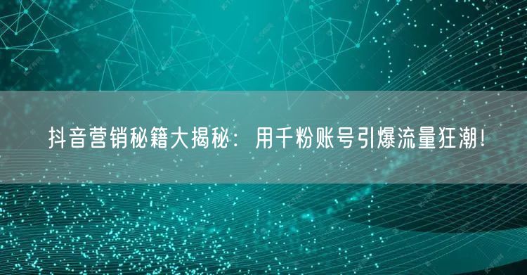 抖音营销秘籍大揭秘：用千粉账号引爆流量狂潮！