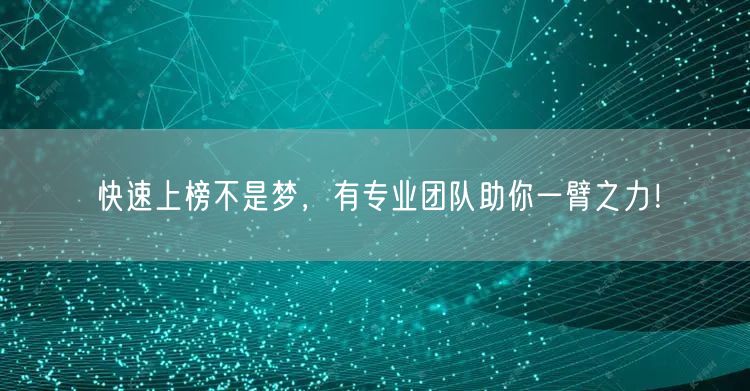 快速上榜不是梦，有专业团队助你一臂之力！