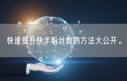 快速提升快手粉丝数的方法大公开。