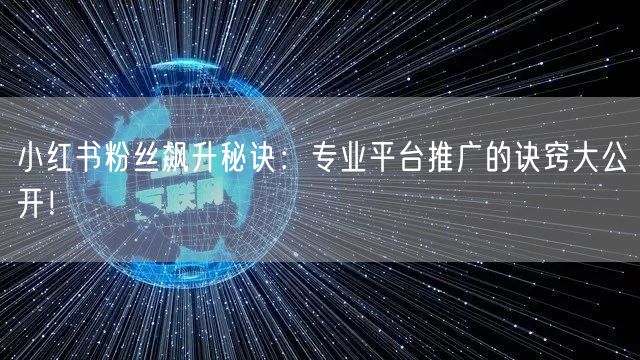 小红书粉丝飙升秘诀：专业平台推广的诀窍大公开！