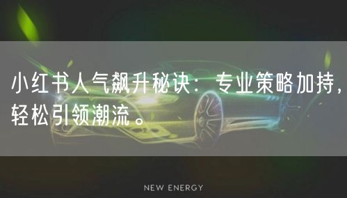 小红书人气飙升秘诀：专业策略加持，轻松引领潮流。