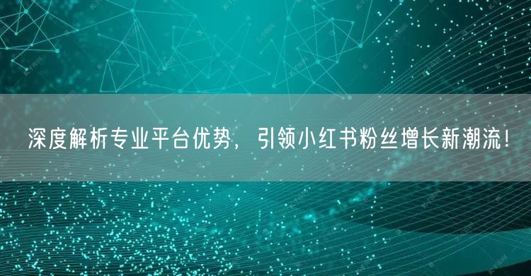 深度解析专业平台优势，引领小红书粉丝增长新潮流！