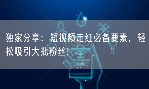 独家分享：短视频走红必备要素，轻松吸引大批粉丝！