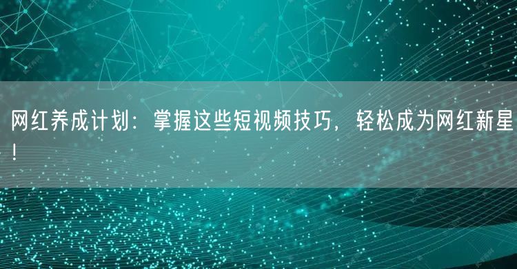 网红养成计划：掌握这些短视频技巧，轻松成为网红新星！