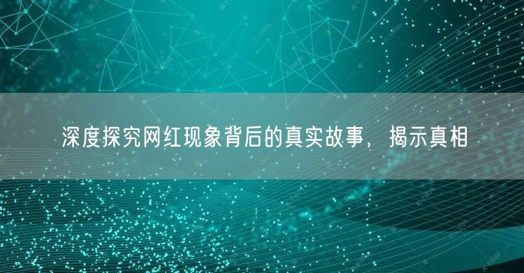 深度探究网红现象背后的真实故事，揭示真相