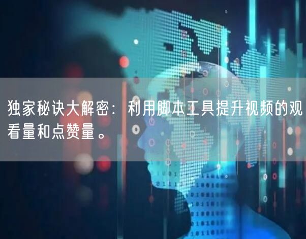 独家秘诀大解密：利用脚本工具提升视频的观看量和点赞量。