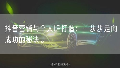 抖音营销与个人IP打造：一步步走向成功的秘诀。