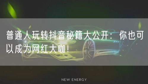 普通人玩转抖音秘籍大公开：你也可以成为网红大咖！