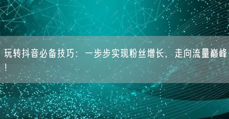 玩转抖音必备技巧：一步步实现粉丝增长，走向流量巅峰！