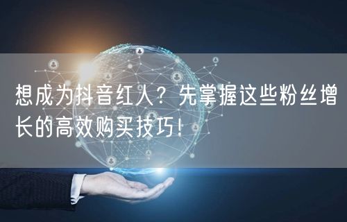 想成为抖音红人？先掌握这些粉丝增长的高效购买技巧！