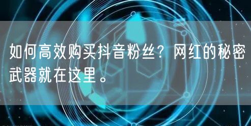 如何高效购买抖音粉丝？网红的秘密武器就在这里。