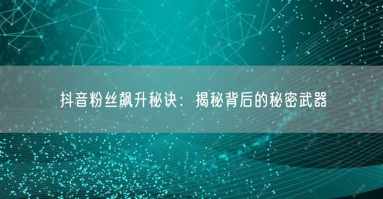 抖音粉丝飙升秘诀：揭秘背后的秘密武器