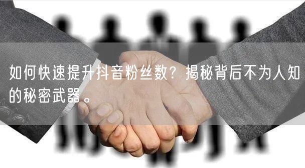 如何快速提升抖音粉丝数？揭秘背后不为人知的秘密武器。