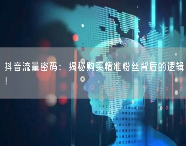 抖音流量密码：揭秘购买精准粉丝背后的逻辑！