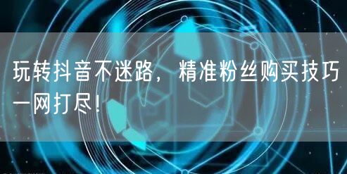 玩转抖音不迷路，精准粉丝购买技巧一网打尽！