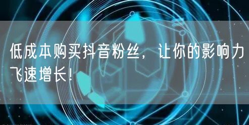 低成本购买抖音粉丝，让你的影响力飞速增长！