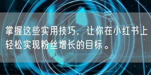 掌握这些实用技巧，让你在小红书上轻松实现粉丝增长的目标。