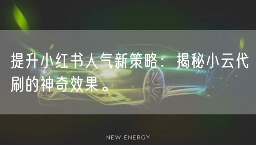 提升小红书人气新策略：揭秘小云代刷的神奇效果。